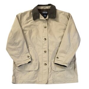 VTG Lands’ End Canvas Barn Chore Coat Flannel-Lined Jacket Stone Corduroy 1X